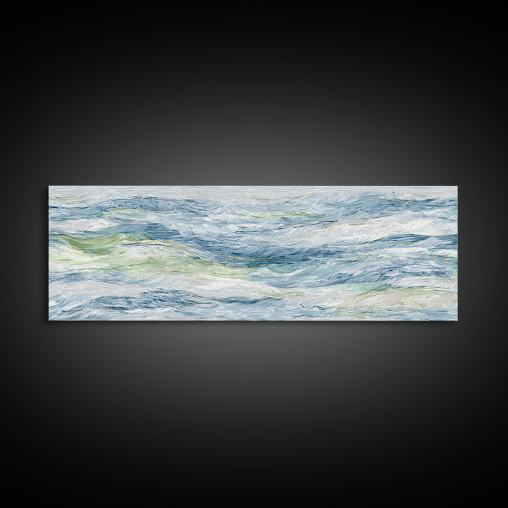 Clean Blue Water Ripple Abstraction Framed Canvas Print, Laundry Room Art, Wall Decor, Living Room Decor, Abstract Art, Clean, LRA-3x1-10