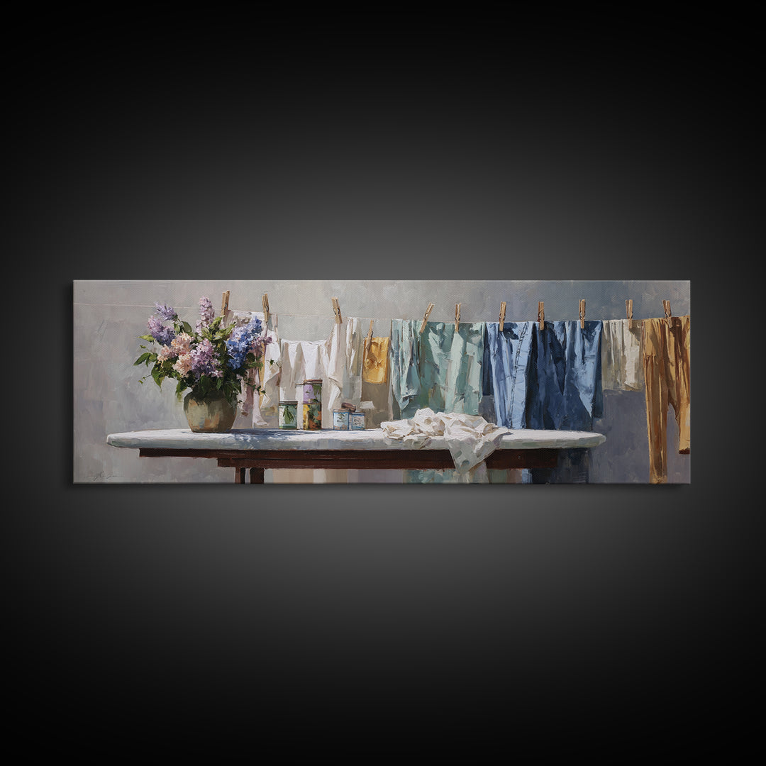 Ironing Board Still Life Canvas Print, Laundry Room Art, Minimalist Wall Art, Living Room Decor, Fine Art, Clean, Neutral Decor, LRA-3x1-16