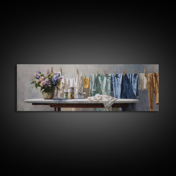 Ironing Board Still Life Canvas Print, Laundry Room Art, Minimalist Wall Art, Living Room Decor, Fine Art, Clean, Neutral Decor, LRA-3x1-16
