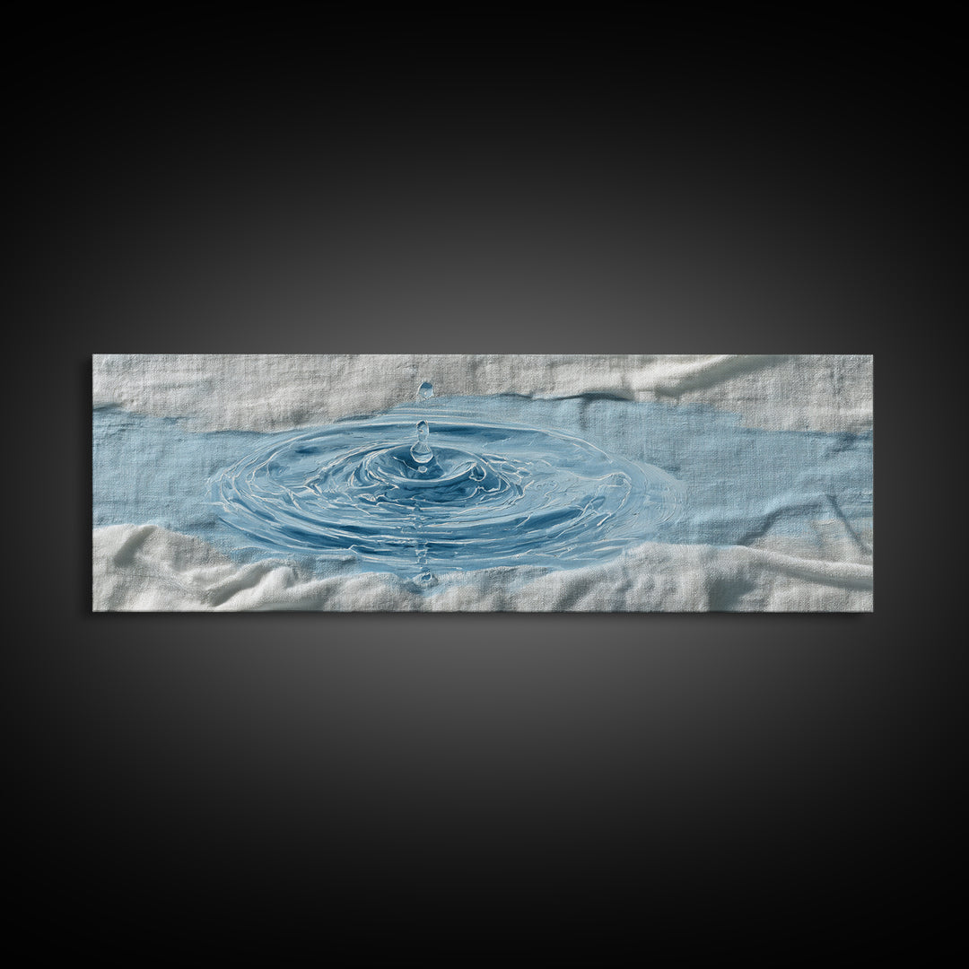 Clean Blue Water Ripple Abstraction Canvas Print, Laundry Room Art, Artwork, Living Room Decor, Clean, Minimalist Wall Art, LRA-3x1-34