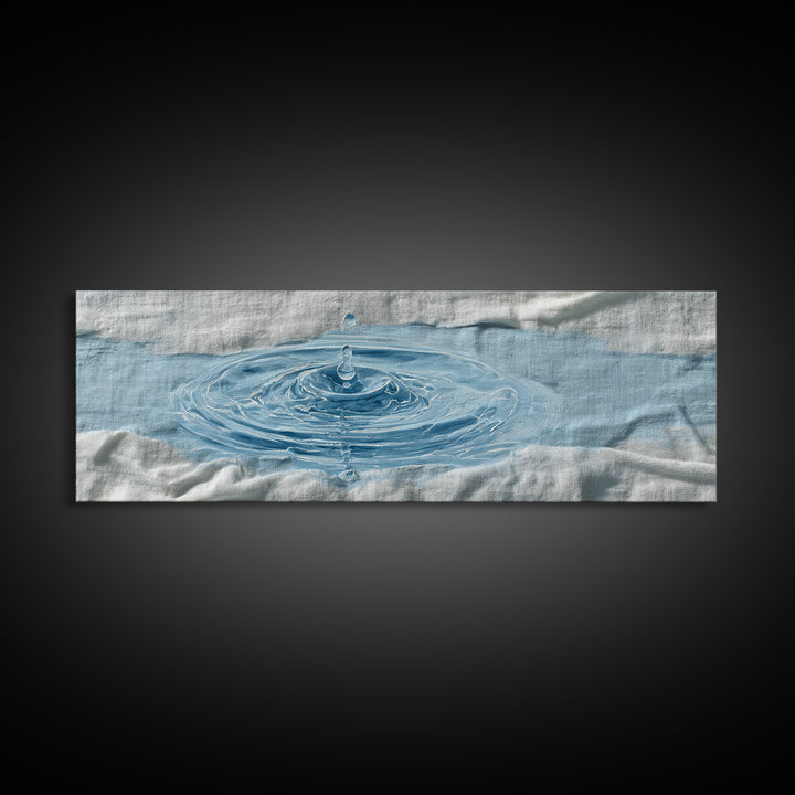Clean Blue Water Ripple Abstraction Canvas Print, Laundry Room Art, Artwork, Living Room Decor, Clean, Minimalist Wall Art, LRA-3x1-34