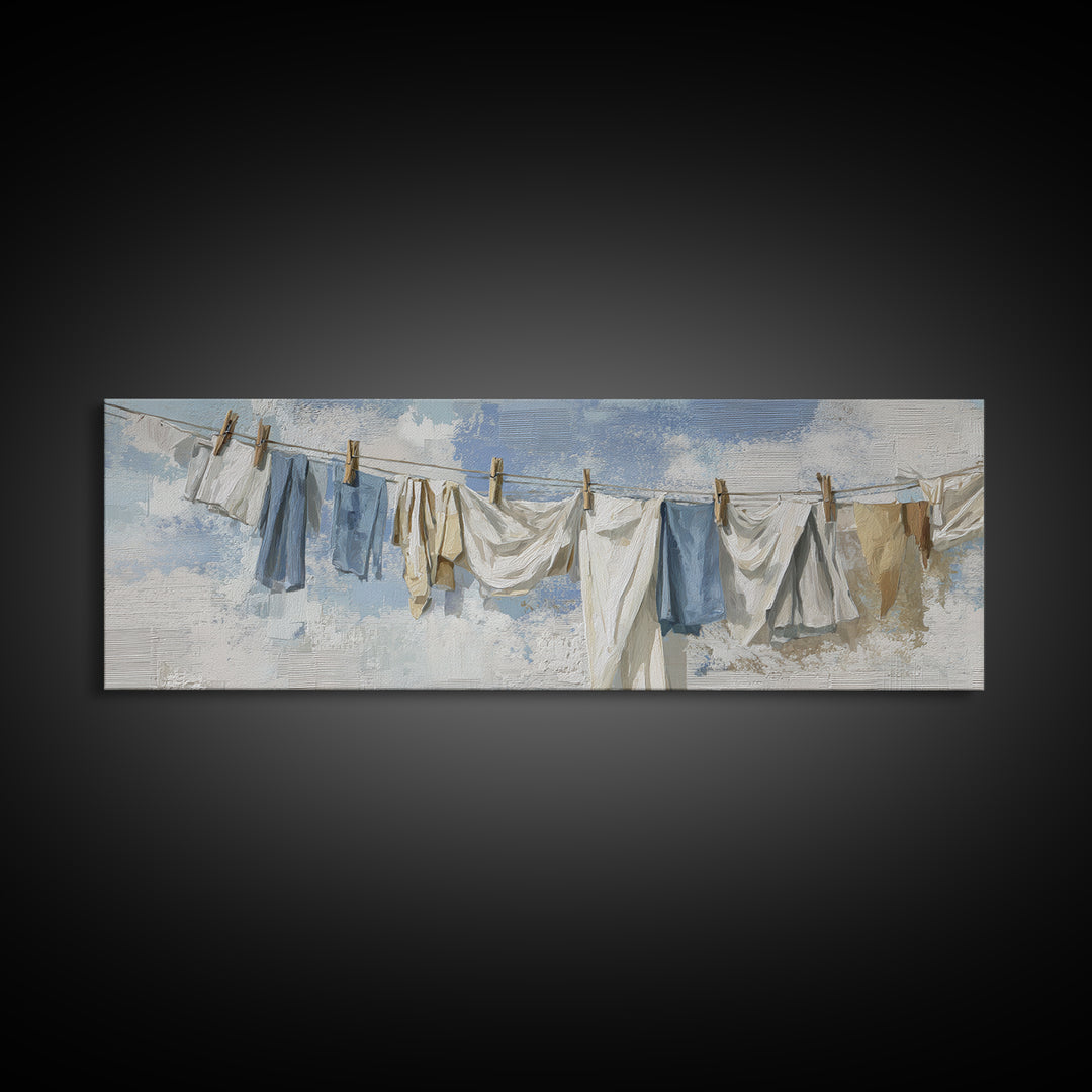 Linen Texture Abstract Canvas Print, Laundry Room Art, Whimsical Art, Living Room Decor, Abstract Art, Clean, Statement Artwork, LRA-3x1-4