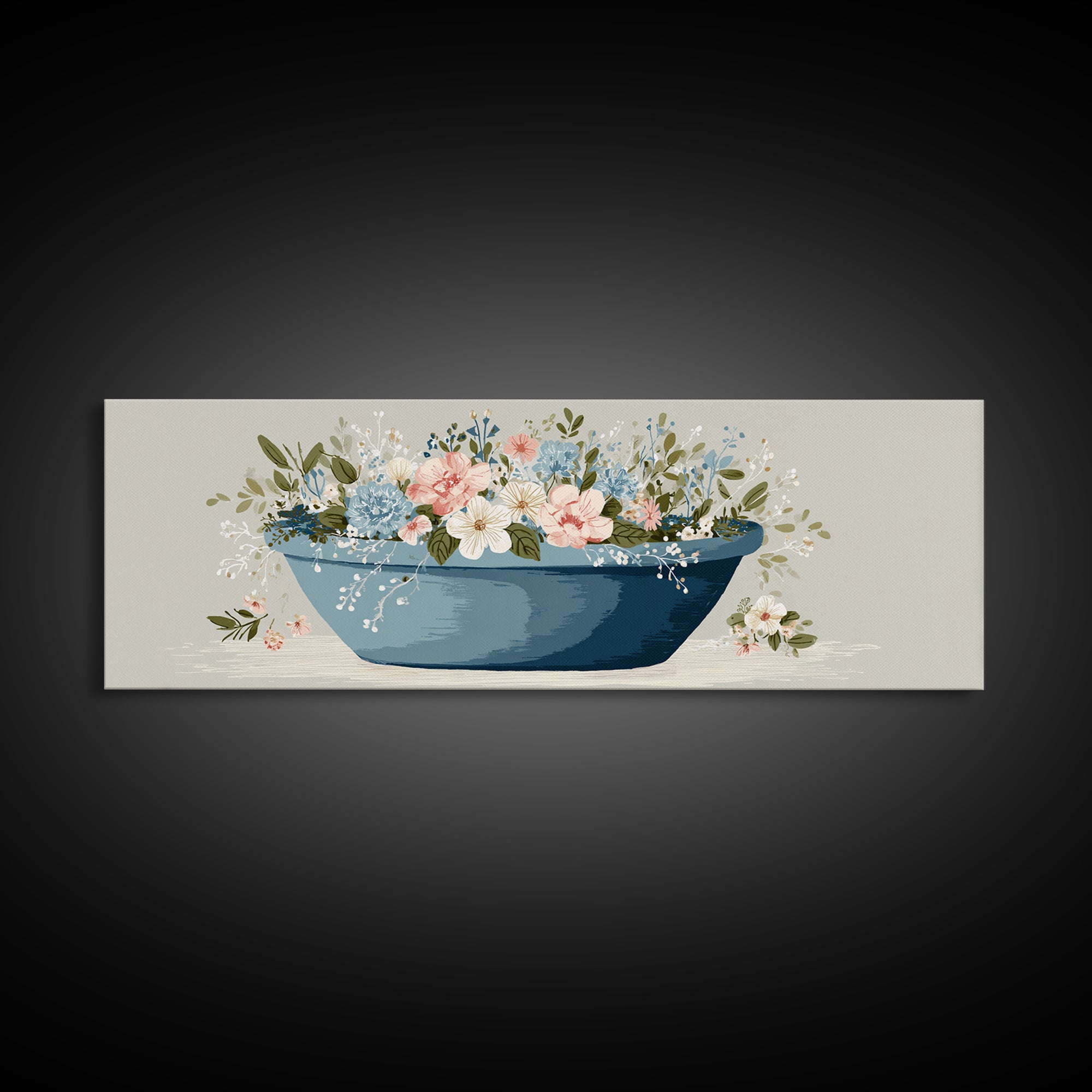 Blue Laundry Basket Canvas Print, Laundry Room Art, Laundry Room Decor, Living Room Decor, Fine Art, Clean, Gallery Decor, LRA-3x1-45