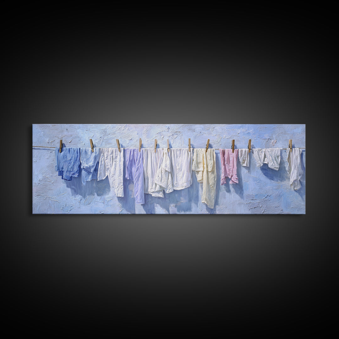 Linen Texture Abstract Framed Canvas Print, Laundry Room Art, Room Decor, Living Room Decor, Fine Art, Clean, Digital Print, LRA-3x1-52