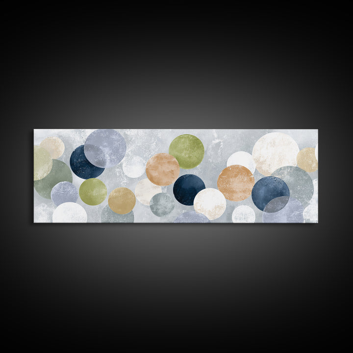 Soap Bubbles Rendered as Playful Abstract Circles Canvas Print, Laundry Room Art, Living Room Decor, Abstract Art, Clean, LRA-3x1-70