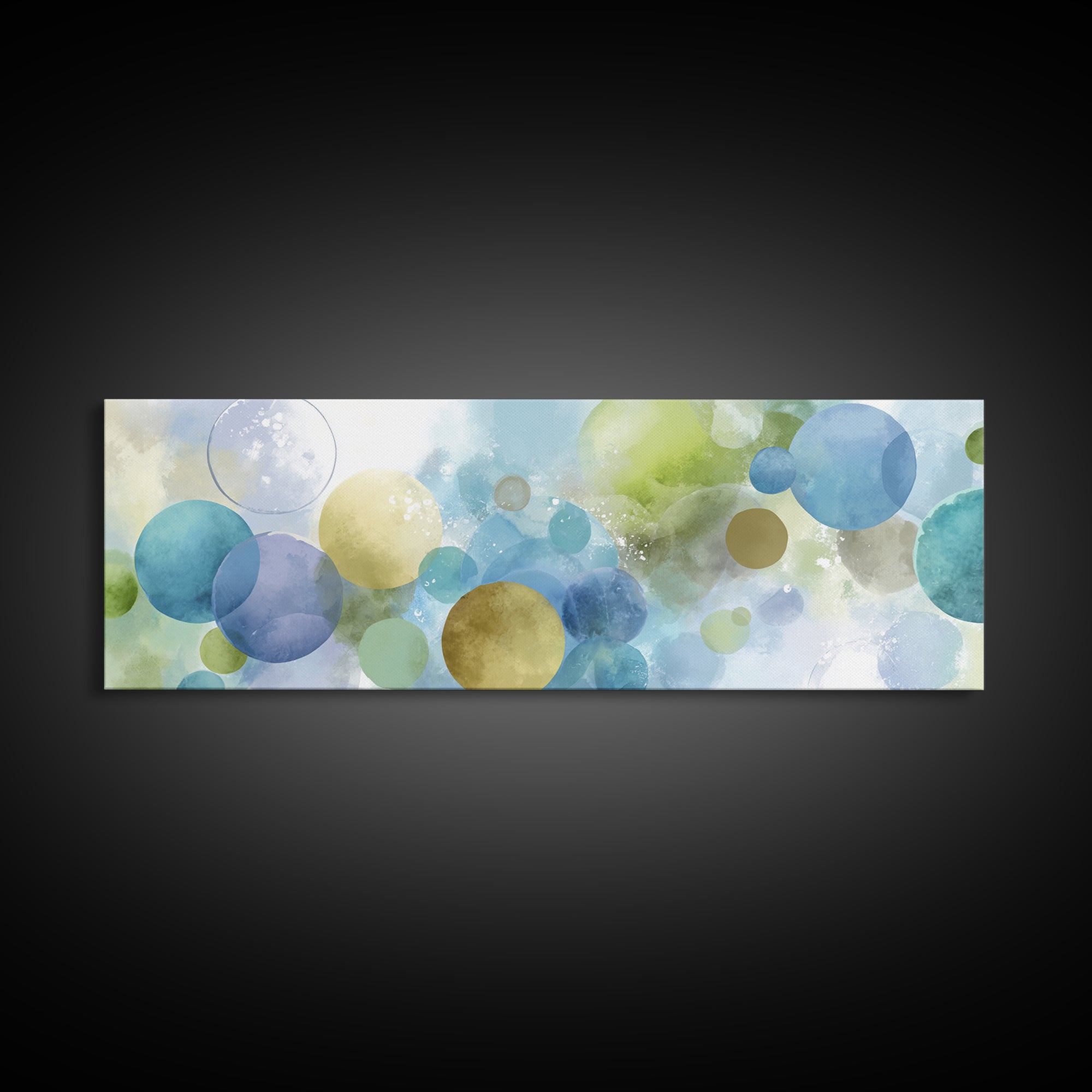 Soap Bubbles Rendered as Playful Abstract Circles Canvas Print, Laundry Room Art, Farmhouse Wall Decor, Living Room Decor, LRA-3x1-94