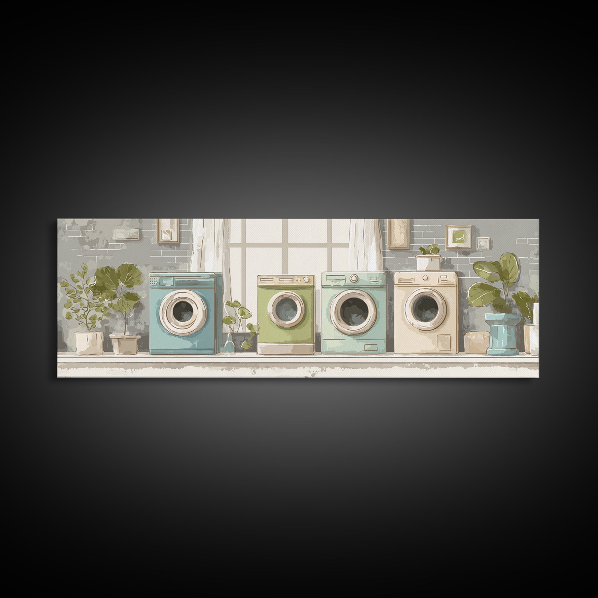 Washing Machine Icon Graphic Without Text Canvas Print, Laundry Room Art, Whimsical Art, Living Room Decor, Fine Art, Clean, LRA-3x1-98