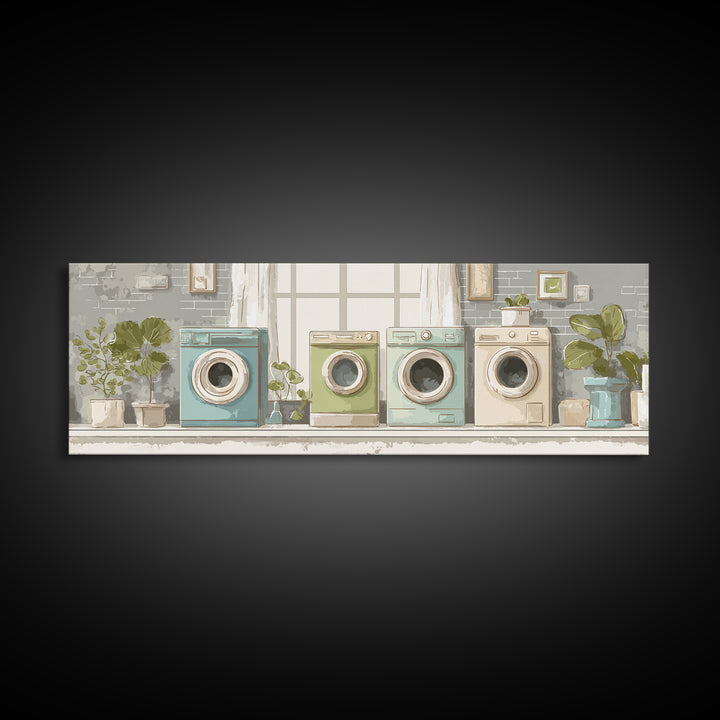 Washing Machine Icon Graphic Without Text Canvas Print, Laundry Room Art, Whimsical Art, Living Room Decor, Fine Art, Clean, LRA-3x1-98
