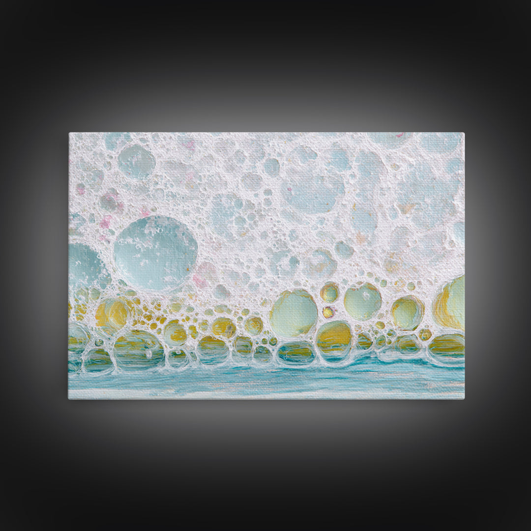 Abstract Suds and Bubbles Framed Canvas Print, Laundry Room Art, Printable Wall Art, Living Room Decor, Abstract Art, Clean, LRA-3x2-2