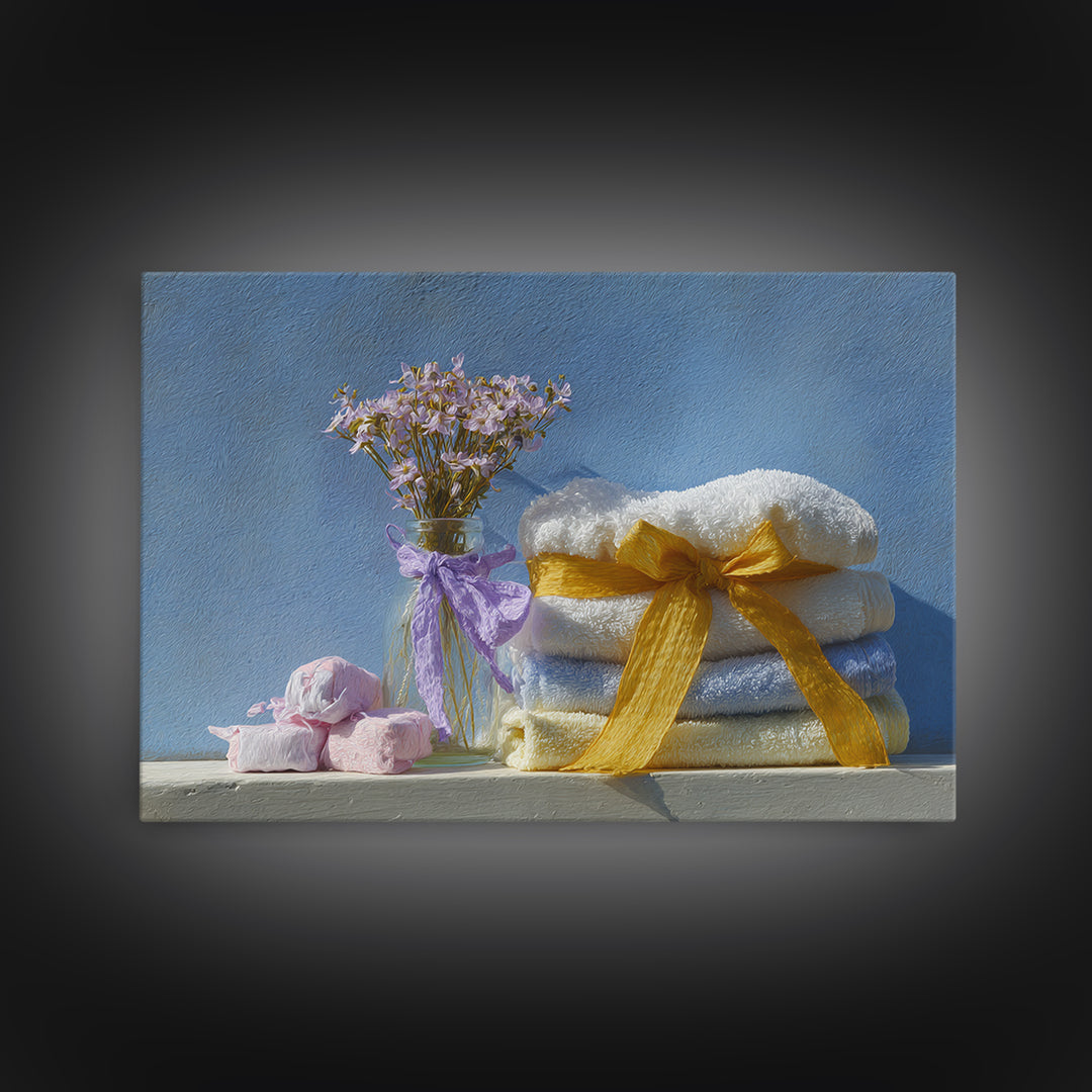 Lavender Sachet and Ribbon Still Life Canvas Print, Laundry Room Art, Farmhouse Wall Decor, Living Room Decor, Fine Art, Clean, LRA-3x2-21