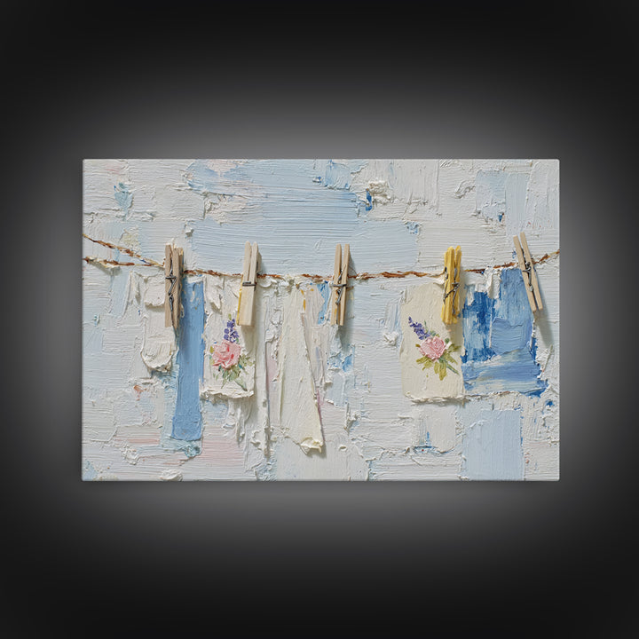 Linen Texture Abstract Framed Canvas Print, Laundry Room Art, Minimalist Wall Art, Living Room Decor, Abstract Art, Clean, LRA-3x2-40
