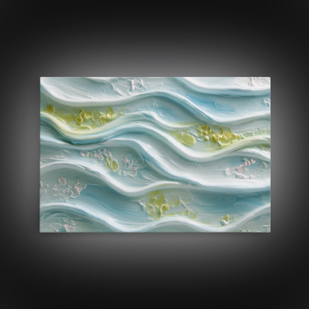 Clean Blue Water Ripple Abstraction Framed Canvas Print, Laundry Room Art, Wall Art Print, Living Room Decor, Abstract Art, LRA-3x2-46