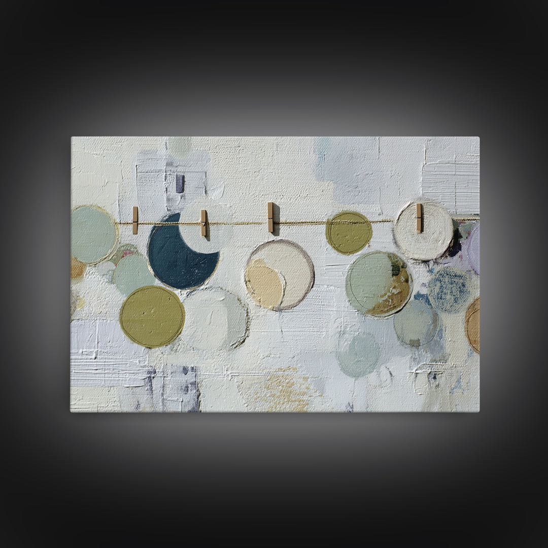 Soap Bubbles Rendered as Playful Abstract Circles Canvas Print, Laundry Room Art, Farmhouse Wall Decor, Living Room Decor, LRA-3x2-58