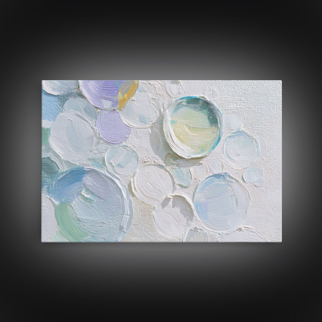 Soap Bubbles Rendered as Playful Abstract Circles Canvas Print, Laundry Room Art, Downloadable Art, Living Room Decor, Clean, LRA-3x2-82