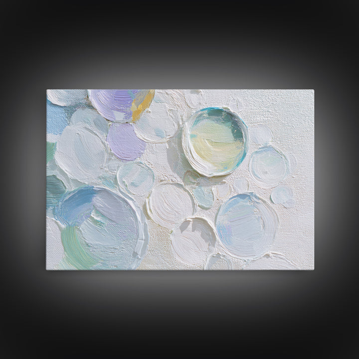 Soap Bubbles Rendered as Playful Abstract Circles Canvas Print, Laundry Room Art, Downloadable Art, Living Room Decor, Clean, LRA-3x2-82
