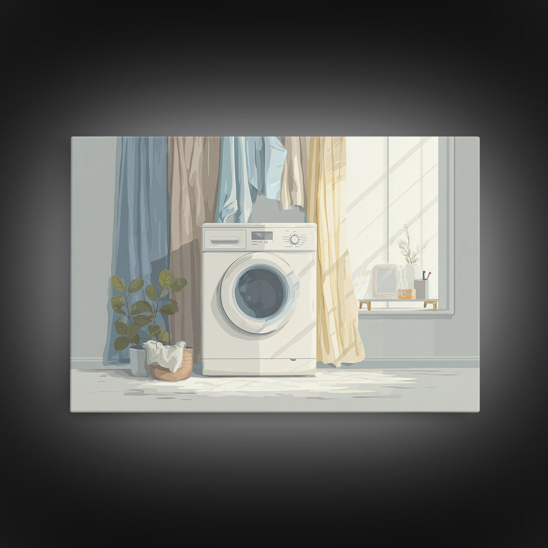 Washing Machine Icon Graphic Without Text Framed Canvas Print, Laundry Room Art, Laundry Room Decor, Living Room Decor, Clean, LRA-3x2-86