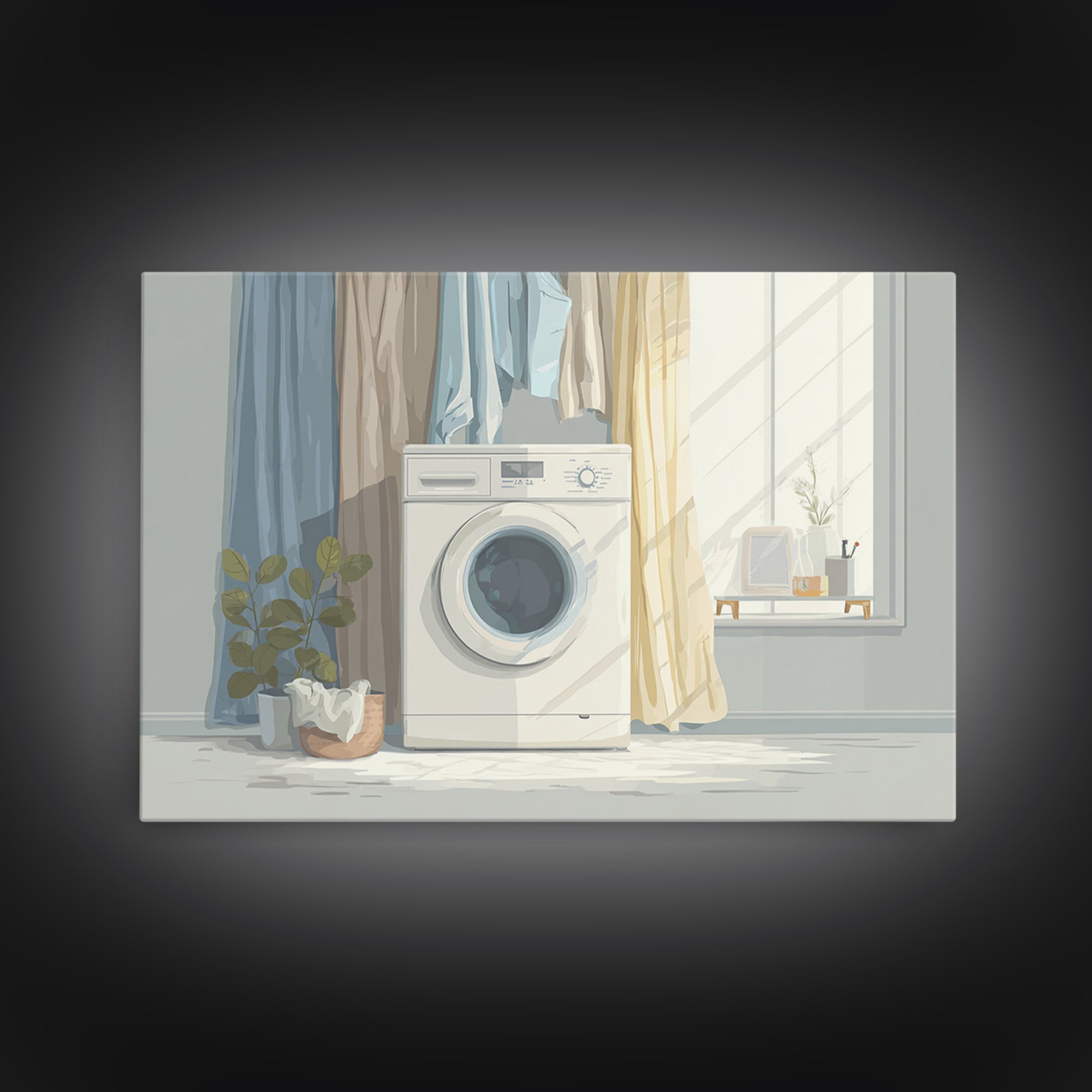 Washing Machine Icon Graphic Without Text Framed Canvas Print, Laundry Room Art, Laundry Room Decor, Living Room Decor, Clean, LRA-3x2-86