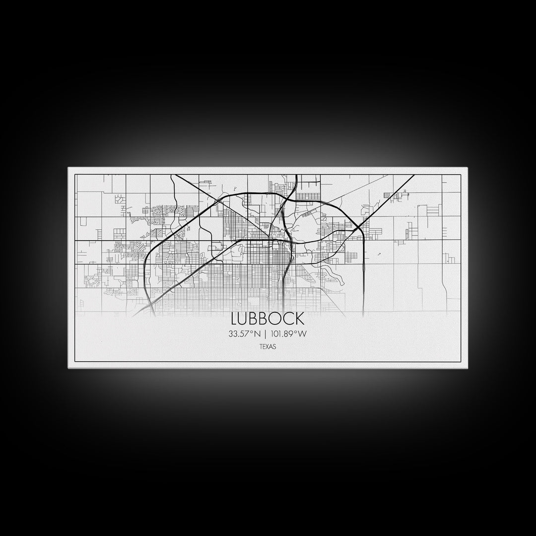 Lubbock City Map, Texas Map, Map Art, Modern Art, Wall Art, Canvas Art, Gift For Women, Living Room Wall Art, Wall Hanging, Texas Wall Art