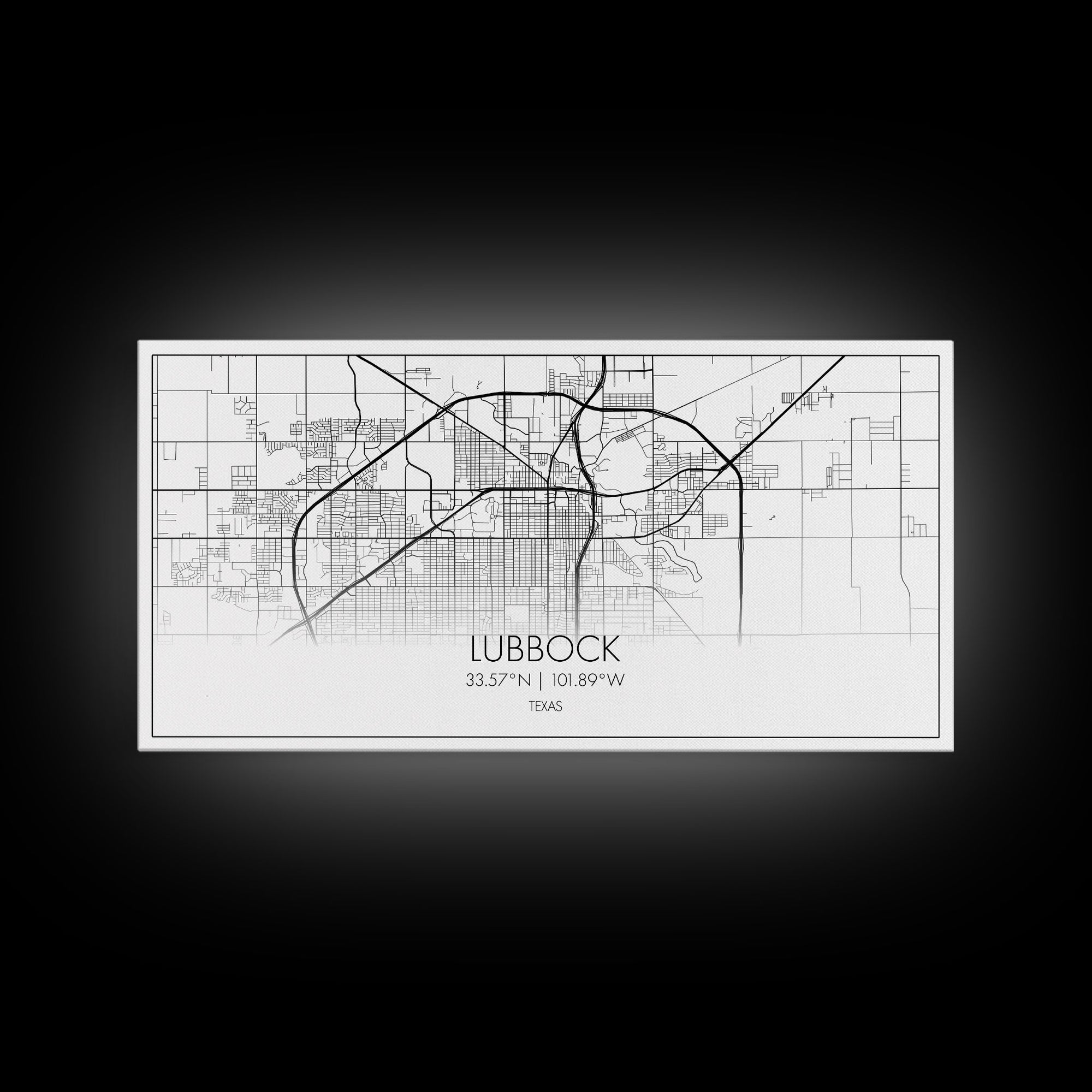 Lubbock City Map, Texas Map, Map Art, Modern Art, Wall Art, Canvas Art, Gift For Women, Living Room Wall Art, Wall Hanging, Texas Wall Art