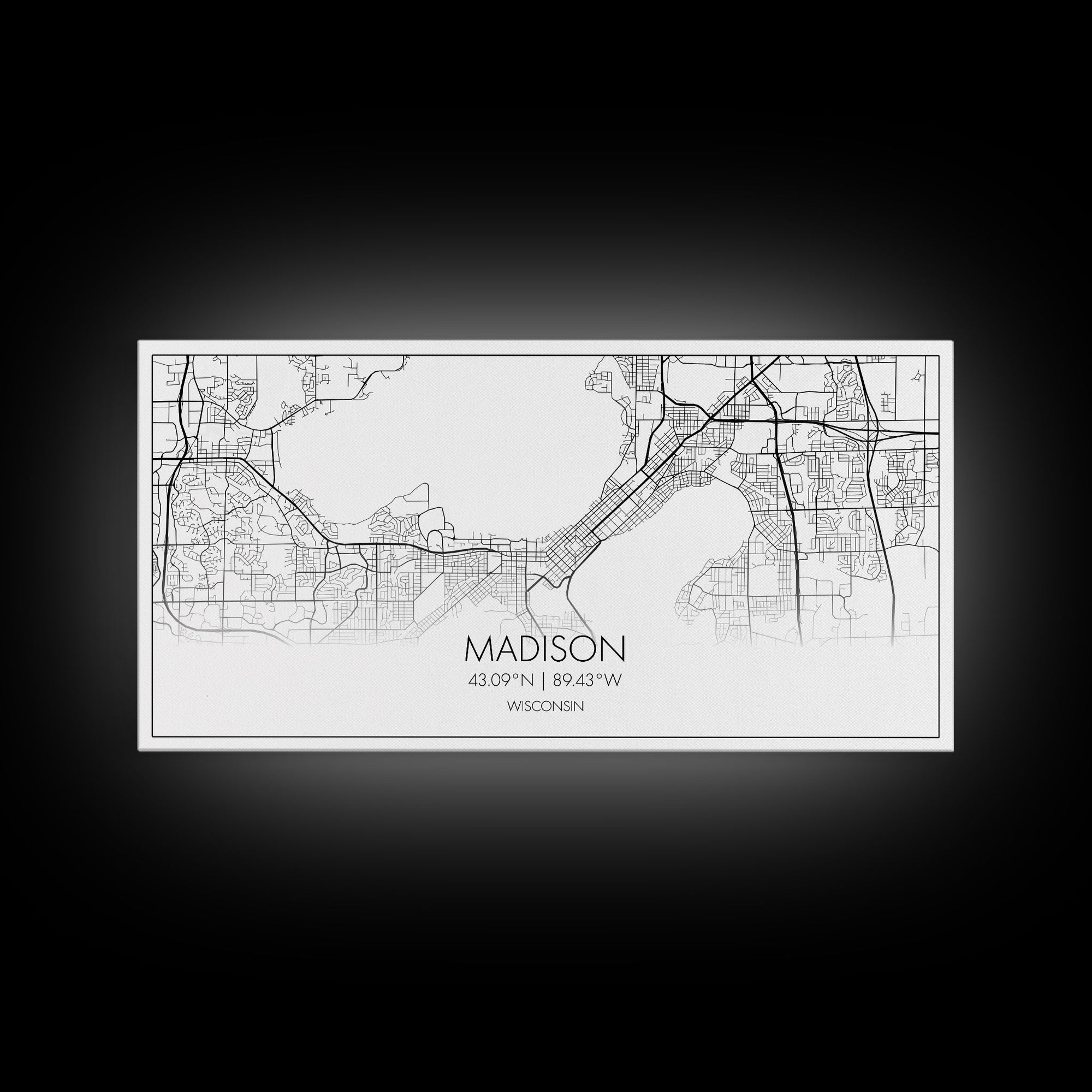 Madison City Map, Wisconsin Map, Map Art, Modern Art, Wall Art, Canvas Art, Unique Gifts, Large Wall Art, College Décor, Room Décor, Prints