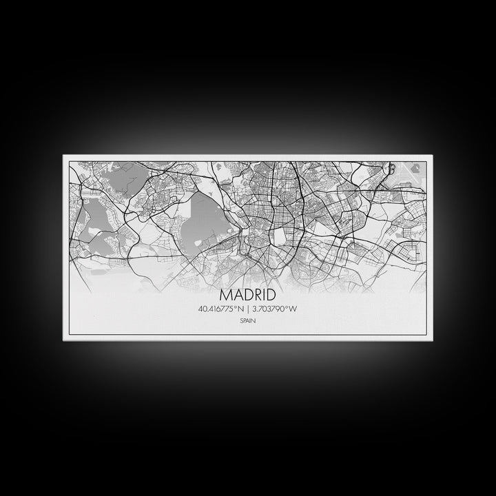 Madrid City Map, Spain Map, Map Art, Modern Art, Wall Art, Canvas Art, Europe Wall Art, Girl Room Décor, Mens Gift, Preppy Wall Art, Office
