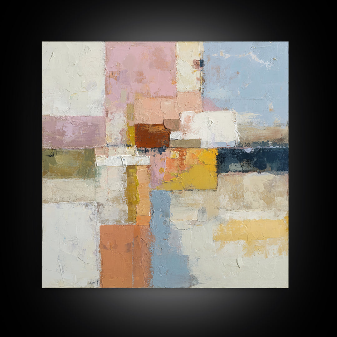 Warm Terra Cotta Abstract Landscape Canvas Print, Mediterranean Art, Digital Art Prints, Living Room Decor, Watercolor Art, MAR-1x1-14