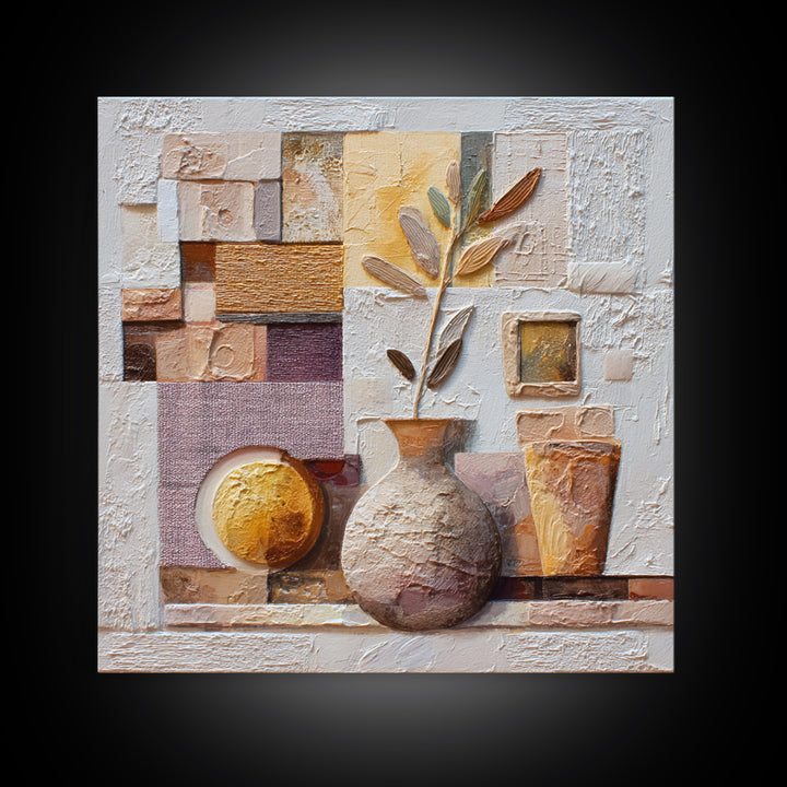 Warm Terra Cotta Abstract Landscape Canvas Print, Mediterranean Art, Living Room Art, Living Room Decor, Oil Painting, Azure, MAR-1x1-86