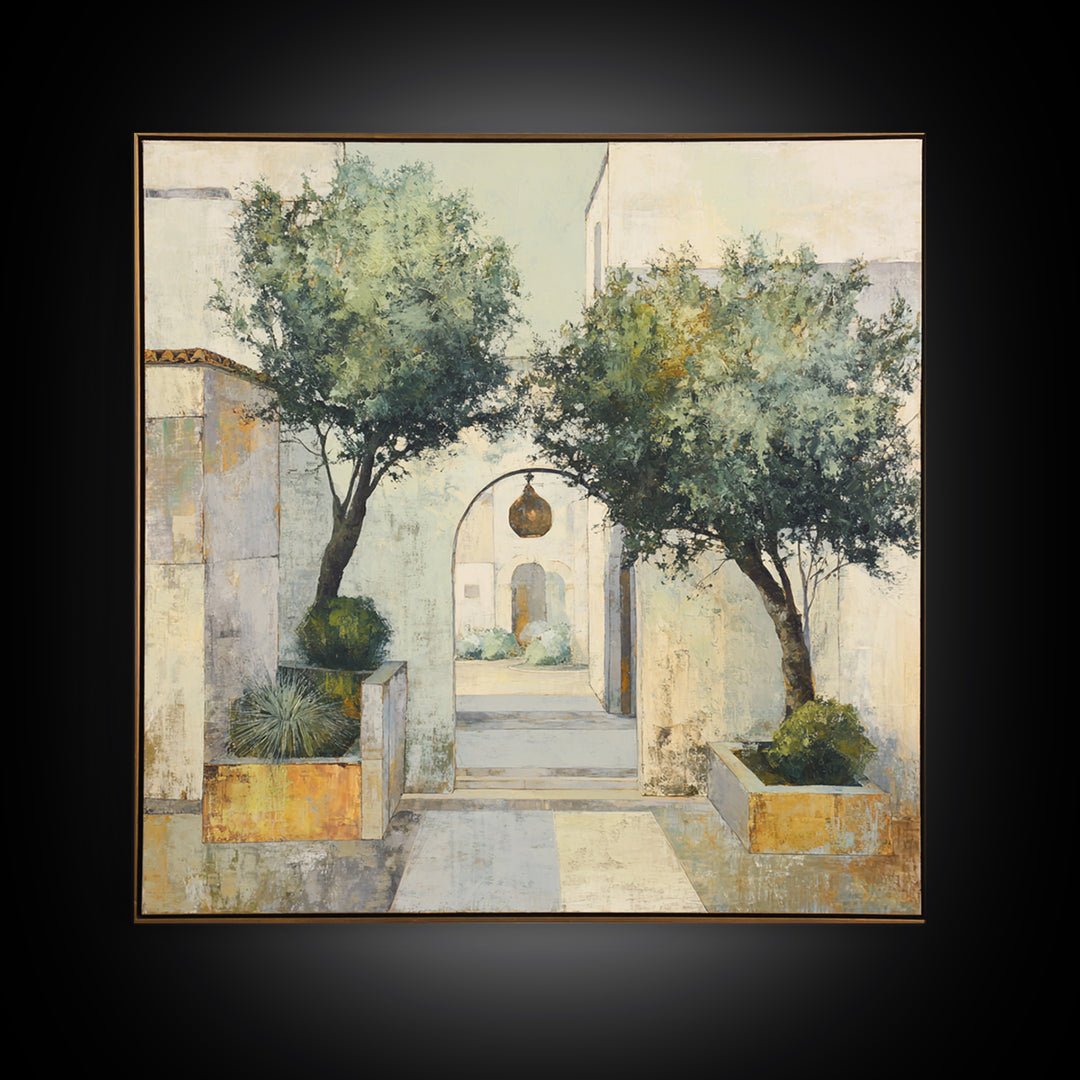 Olive Grove under Pale Morning Light Canvas Print, Mediterranean Art, Gallery Decor, Living Room Decor, Fine Art, Azure, MAR-1x1-89