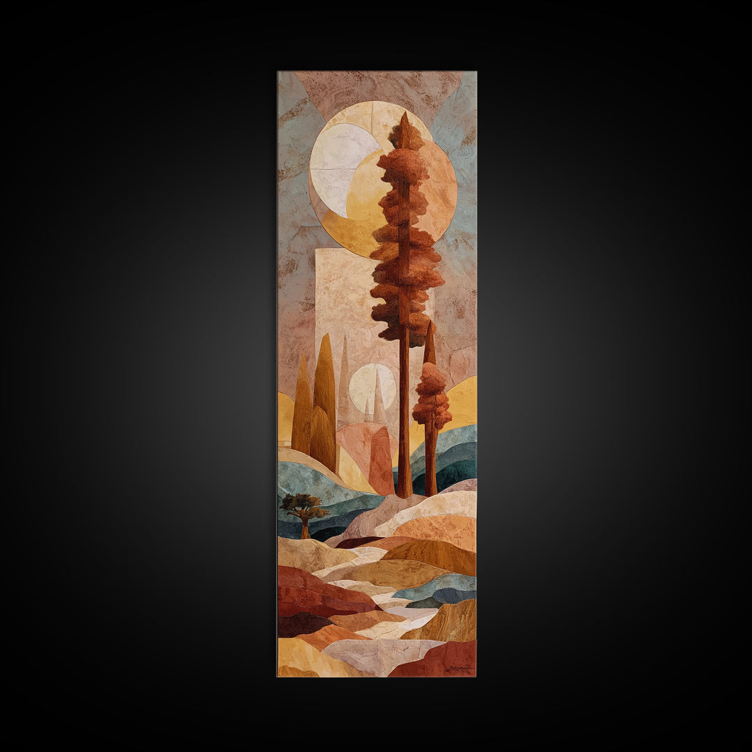 Warm Terra Cotta Abstract Landscape Canvas Print, Mediterranean Art, Watercolor Art, Living Room Decor, Fine Art, Azure, MAR-1x3-2