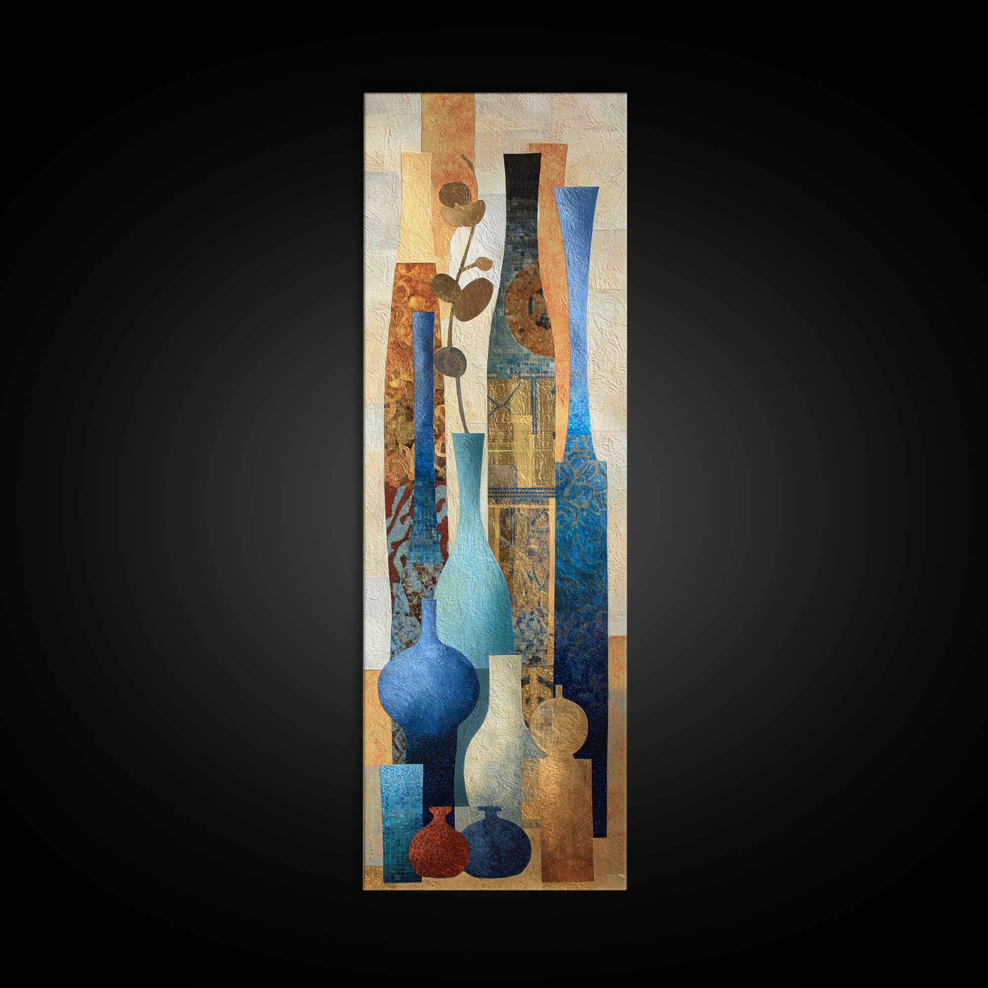 Warm Terra Cotta Abstract Landscape Canvas Print, Mediterranean Art, Watercolor Art, Living Room Decor, Fine Art, Azure, MAR-1x3-26