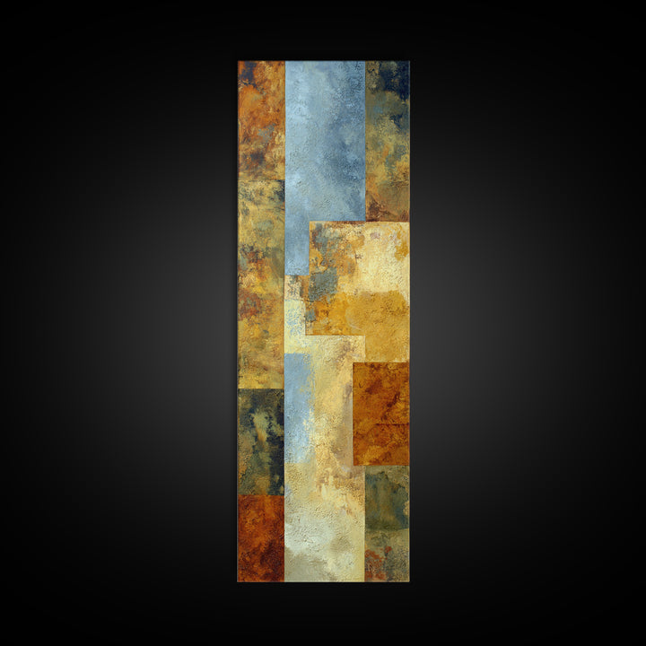 Warm Terra Cotta Abstract Landscape Framed Canvas Print, Mediterranean Art, Gallery Wall Art, Living Room Decor, Azure, MAR-1x3-50