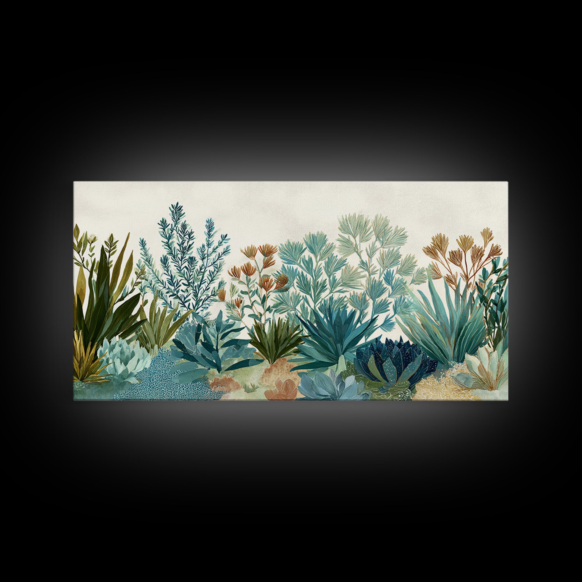 Wild Herbs Rosemary and Thyme Botanical Study Canvas Print, Mediterranean Art, Room Decor, Living Room Decor, Fine Art, Azure, MAR-2x1-44