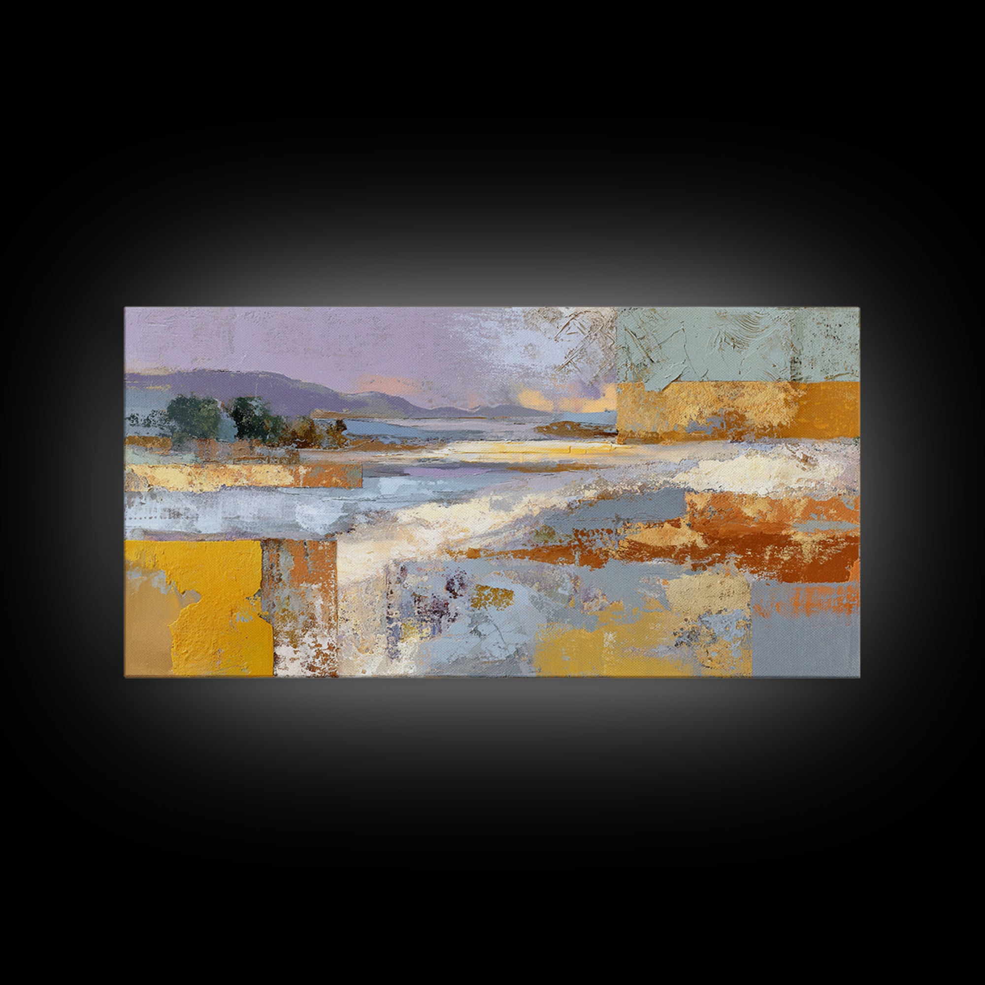 Warm Terra Cotta Abstract Landscape Canvas Print, Mediterranean Art, Room Decor, Living Room Decor, Azure, Printable Art, MAR-2x1-58