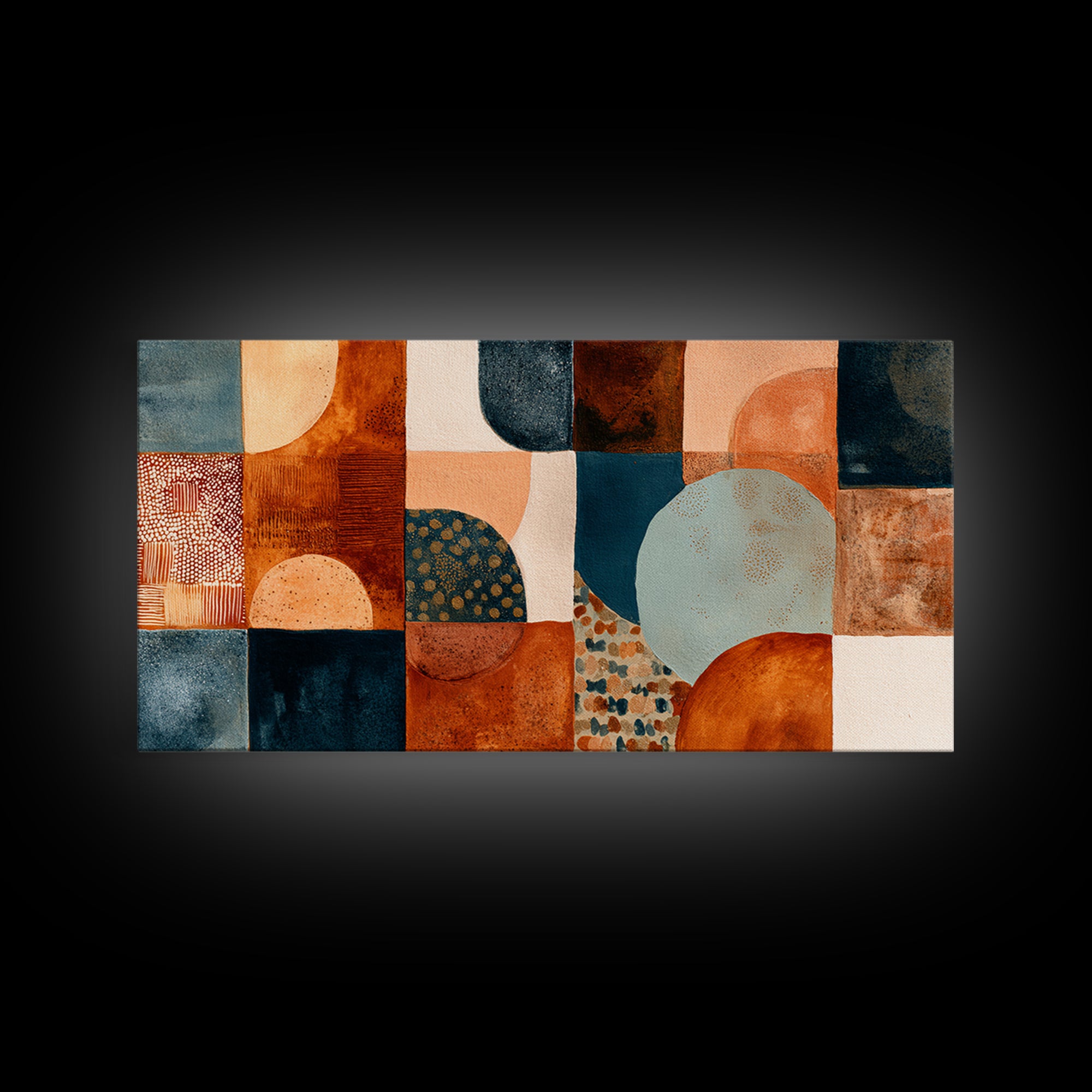 Warm Terra Cotta Abstract Landscape Canvas Print, Mediterranean Art, Room Decor, Living Room Decor, Azure, Printable Art, MAR-2x1-82