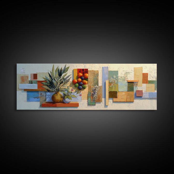Sunset over Red Tiled Rooftops Framed Canvas Print, Mediterranean Art, Landscape Wall Art, Living Room Decor, Fine Art, Azure, MAR-3x1-15