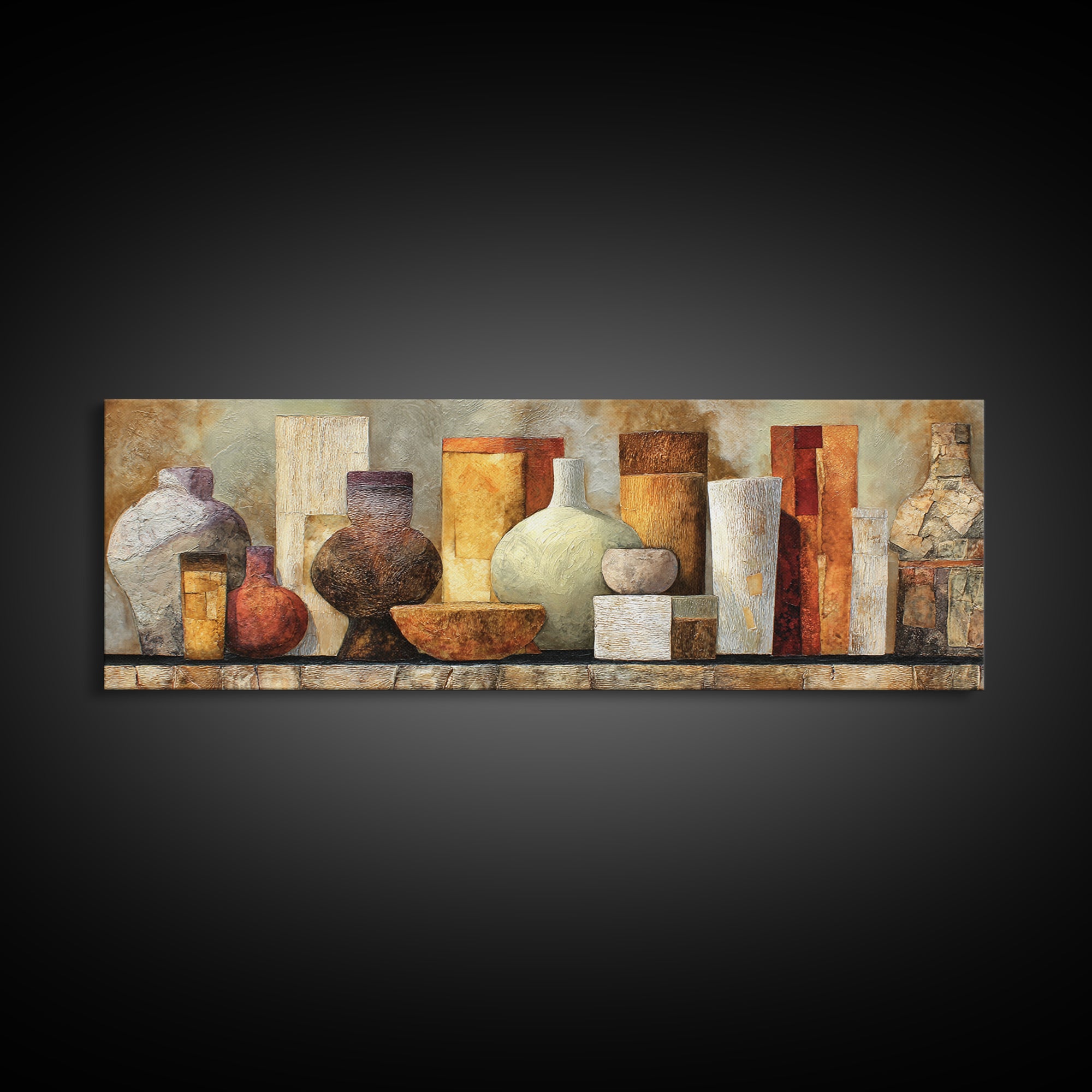 Warm Terra Cotta Abstract Landscape Canvas Print, Mediterranean Art, Room Decor, Living Room Decor, Azure, Printable Art, MAR-3x1-30