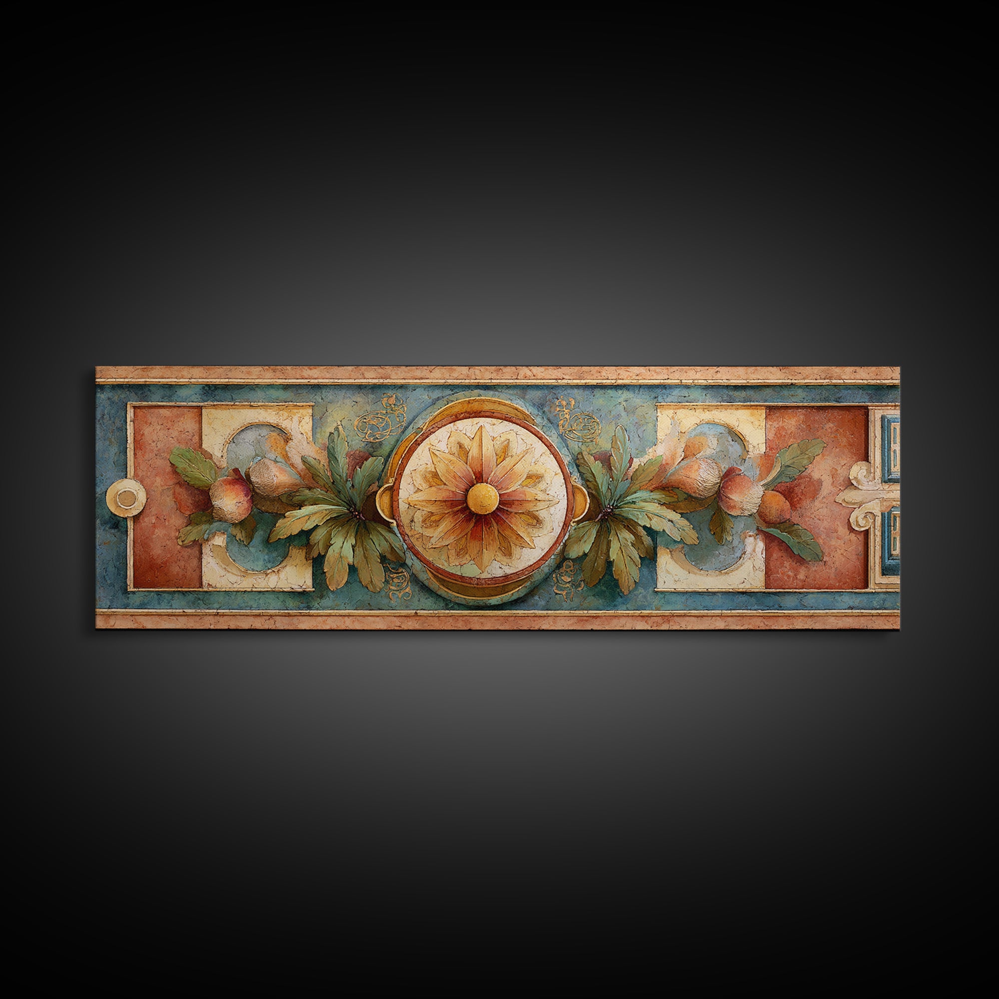 Greek Vase Modern Floral Design Canvas Print, Mediterranean Art, Fine Art Print, Living Room Decor, Fine Art, Azure, MAR-3x1-31