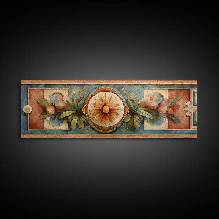 Greek Vase Modern Floral Design Canvas Print, Mediterranean Art, Fine Art Print, Living Room Decor, Fine Art, Azure, MAR-3x1-31