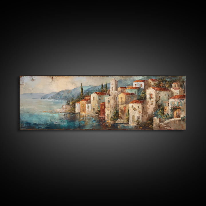 Coastal Cliffs with Sparkling Blue Water Canvas Print, Mediterranean Art, Living Room Art, Living Room Decor, Fine Art, Azure, MAR-3x1-36