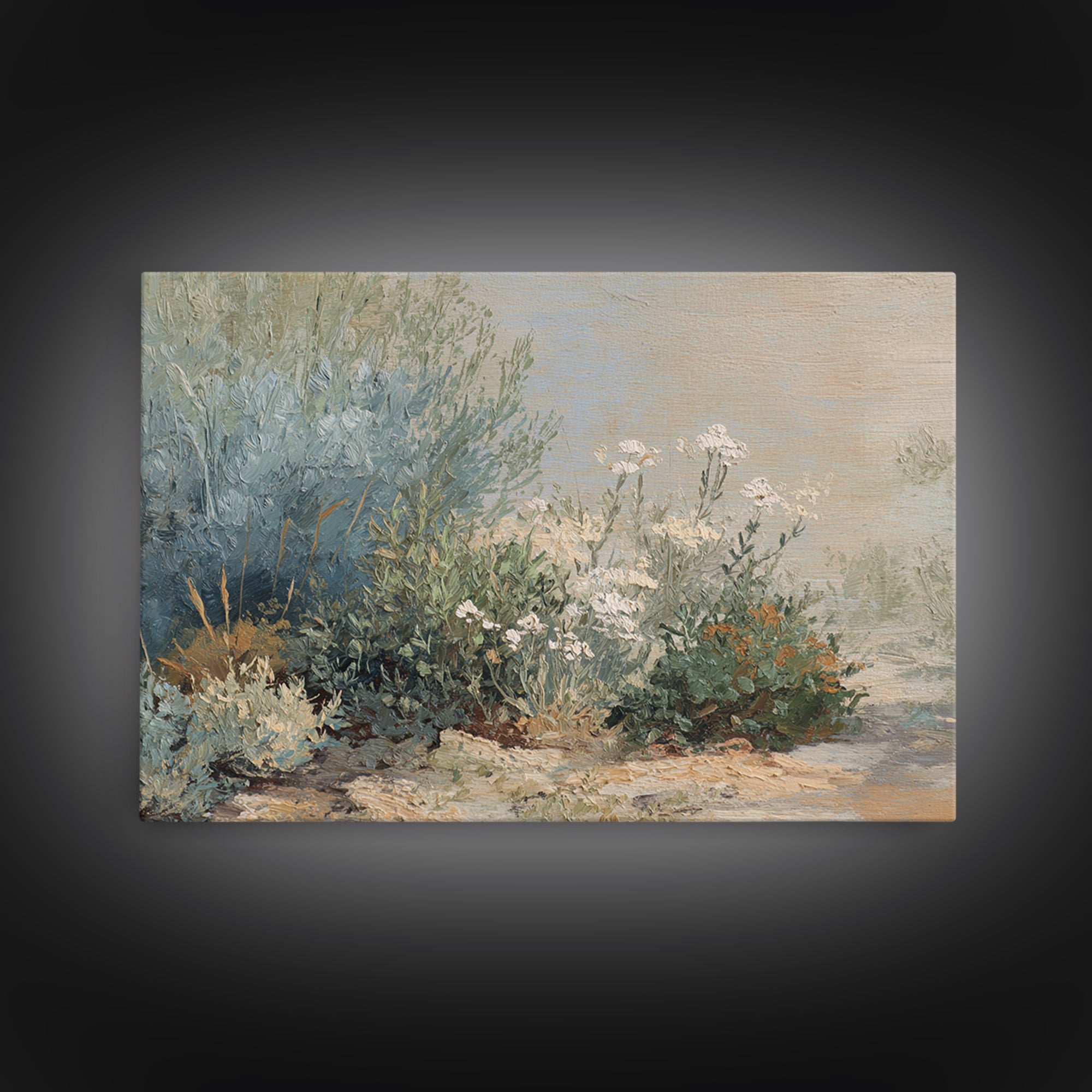 Wild Herbs Rosemary and Thyme Botanical Study Canvas Print, Mediterranean Art, Printable Wall Art, Living Room Decor, Azure, MAR-3x2-28