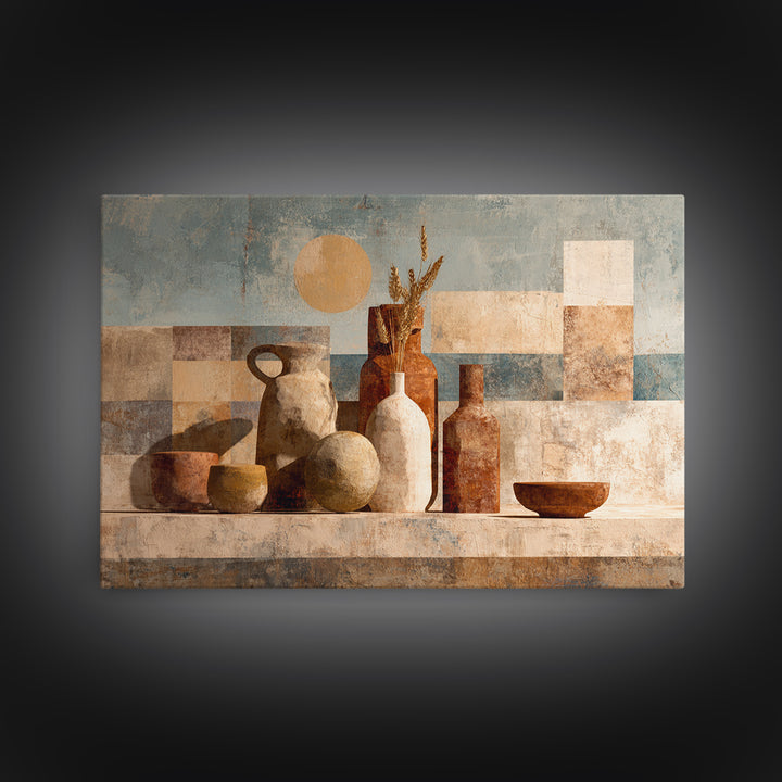 Warm Terra Cotta Abstract Landscape Canvas Print, Mediterranean Art, Printable Art, Living Room Decor, Fine Art, Azure, MAR-3x2-66