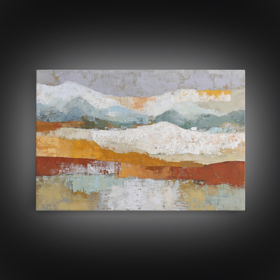 Warm Terra Cotta Abstract Landscape Framed Canvas Print, Mediterranean Art, Modern Wall Art, Living Room Decor, Watercolor Art, MAR-3x2-90