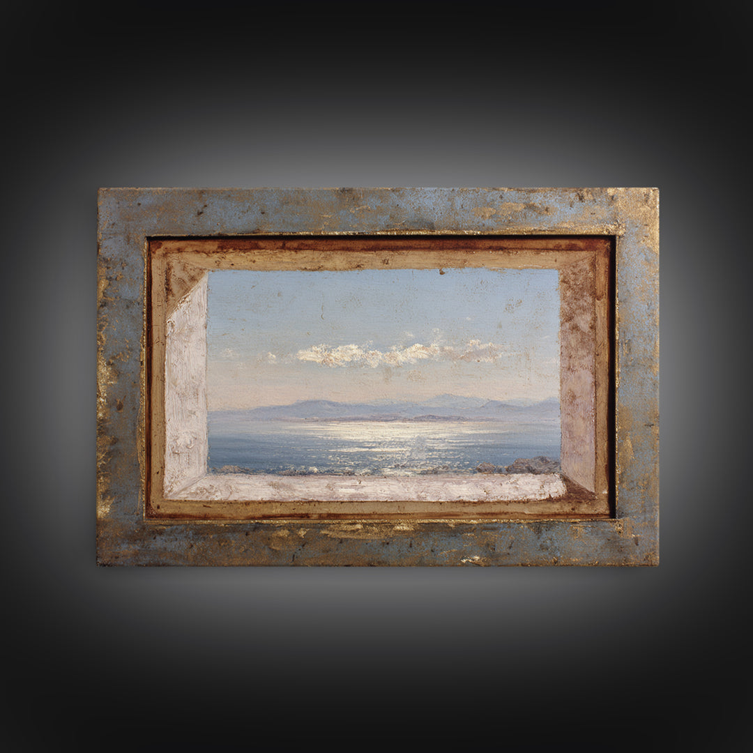 Ceramic Bowl of Oranges and Leaves Framed Canvas Print, Mediterranean Art, Landscape Painting, Living Room Decor, MAR-3x2-97