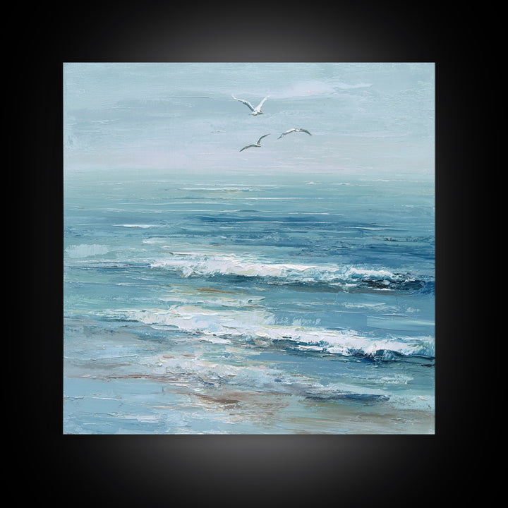 Hotel Coastal Landscape Framed Canvas Print, Master Bedroom, Neutral Decor, Bedroom Decor, Oil Painting, Sanctuary, Home Decor, MAS-1x1-21
