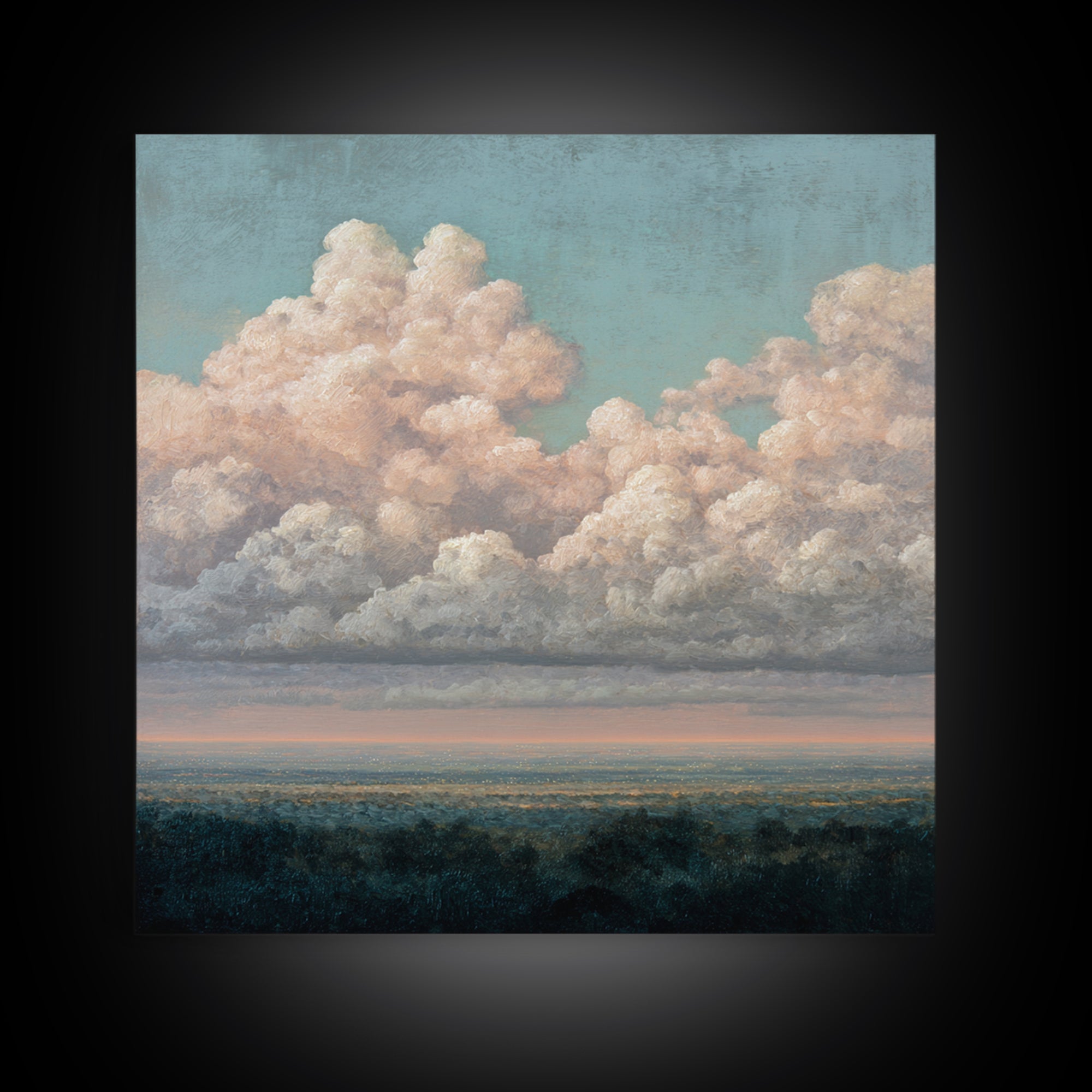 Blush and Taupe Cloudscape Canvas Print, Master Bedroom, Over Bed Wall Art, Bedroom Decor, Oil Painting, Sanctuary, MAS-1x1-30