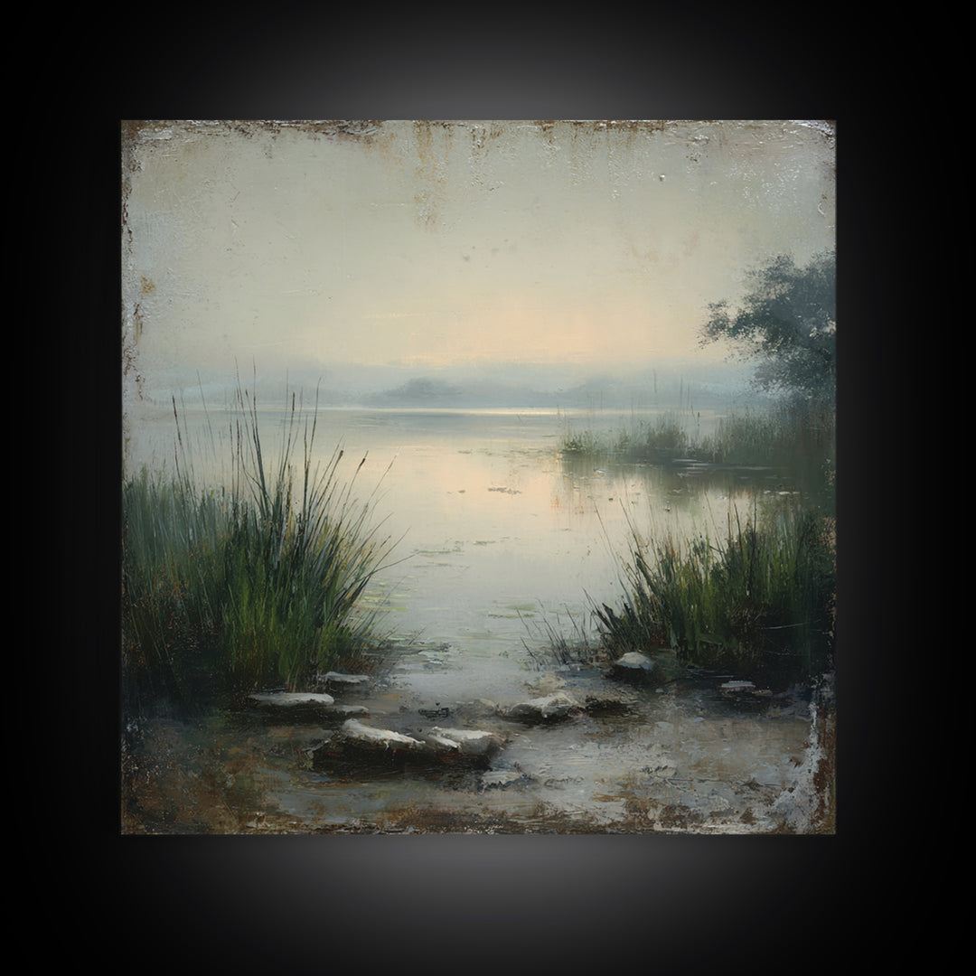 Serene Lake with Pale Morning Reflection Canvas Print, Master Bedroom, Bedroom Prints, Bedroom Decor, Fine Art, Sanctuary, MAS-1x1-31