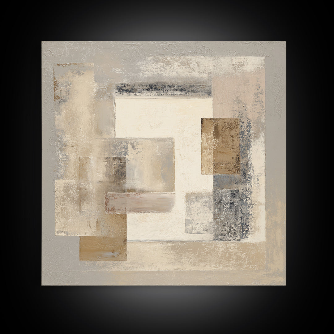 Minimal Stone Shapes Framed Canvas Print, Master Bedroom, Room Decor, Bedroom Decor, Abstract Art, Sanctuary, Wall Decal, MAS-1x1-40