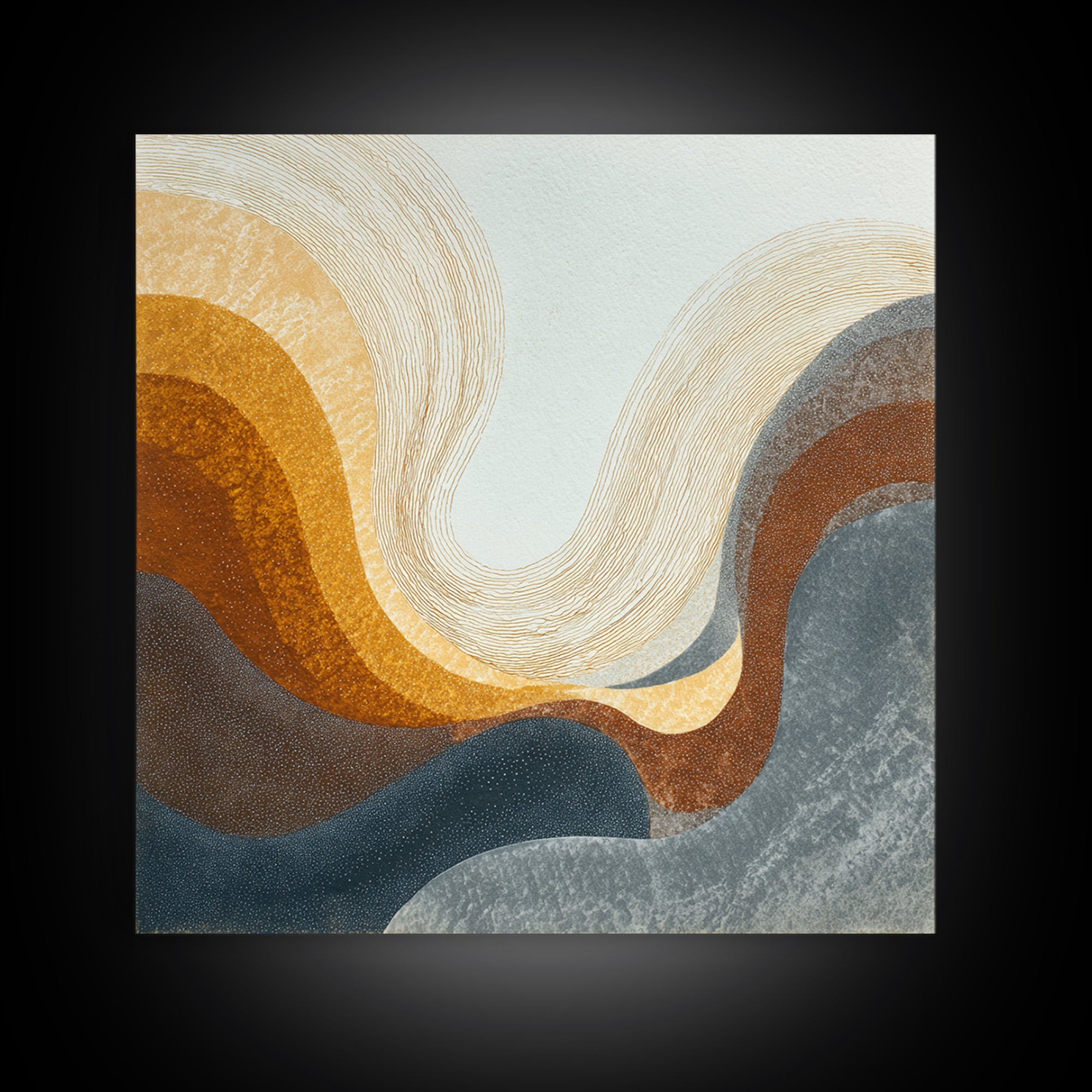 Abstract Wave Forms Framed Canvas Print, Master Bedroom, Farmhouse Decor, Bedroom Decor, Abstract Art, Sanctuary, MAS-1x1-44