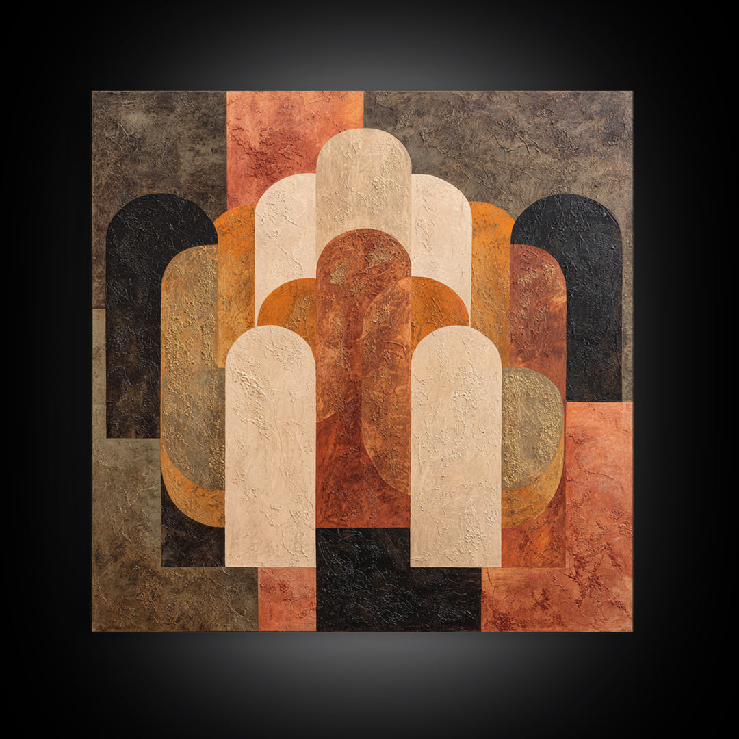 Gold Accented Abstract Arches Framed Canvas Print, Master Bedroom, Farmhouse Decor, Bedroom Decor, Abstract Art, Sanctuary, MAS-1x1-56