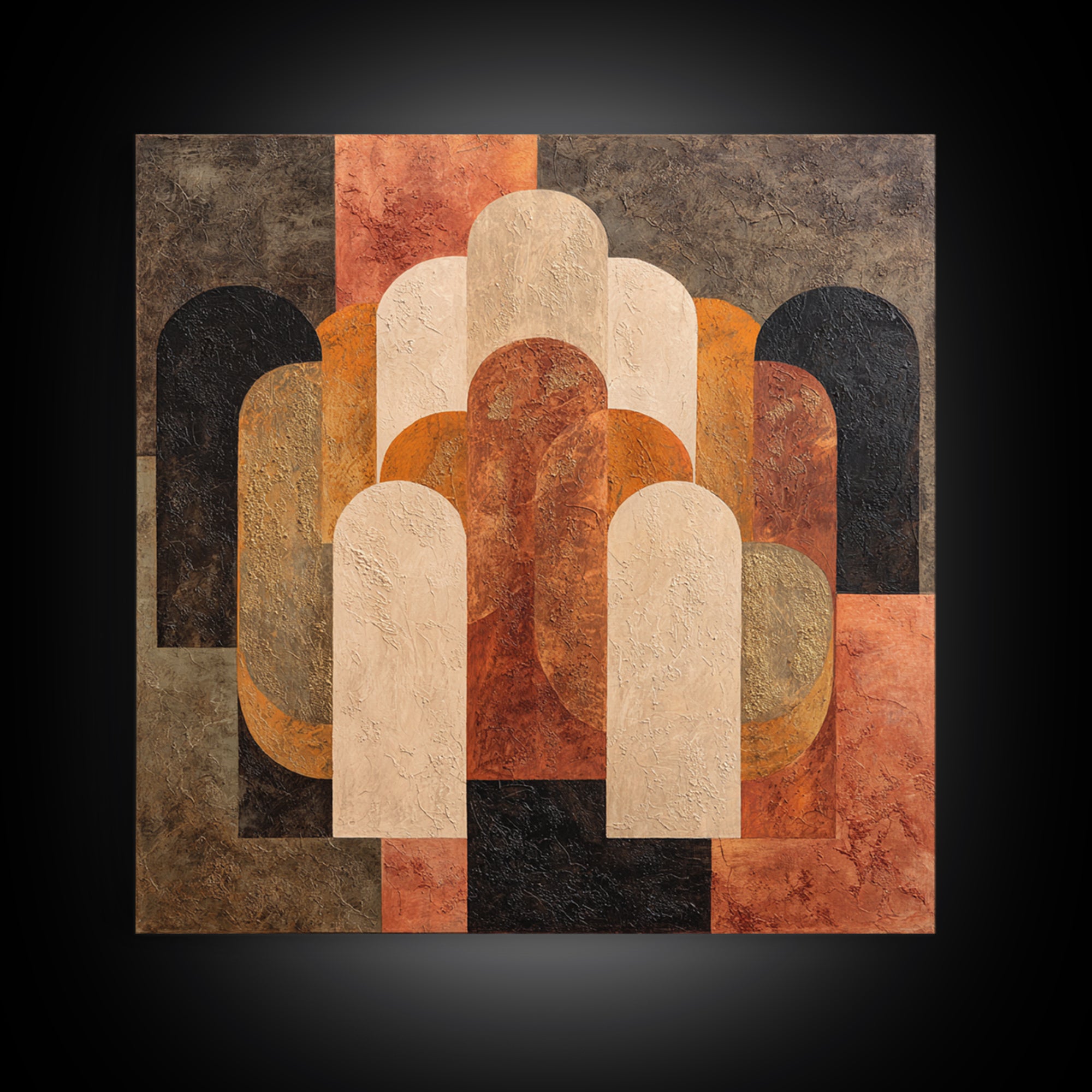 Gold Accented Abstract Arches Framed Canvas Print, Master Bedroom, Farmhouse Decor, Bedroom Decor, Abstract Art, Sanctuary, MAS-1x1-56